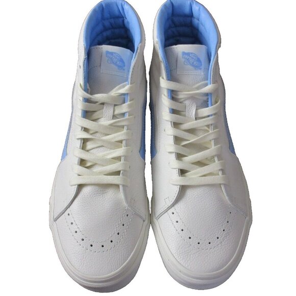 Vans Men's Sk8-Hi Vintage Leather Blanc De Blanc White Blue shoes Sizes NIB - Picture 3 of 5